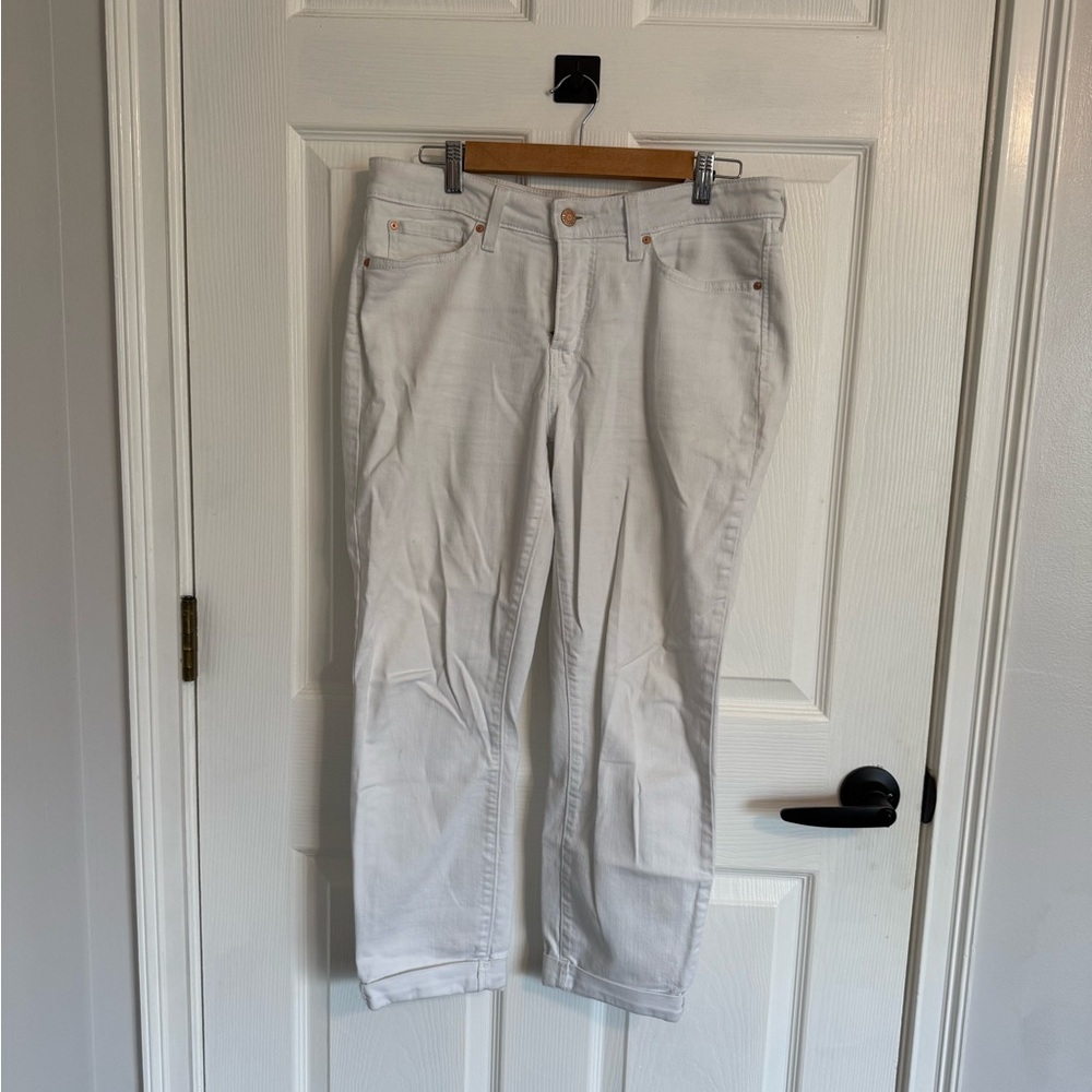 Signature by Levi Strauss White Straight Leg Jeans - Mid Rise Slim Boyfriend